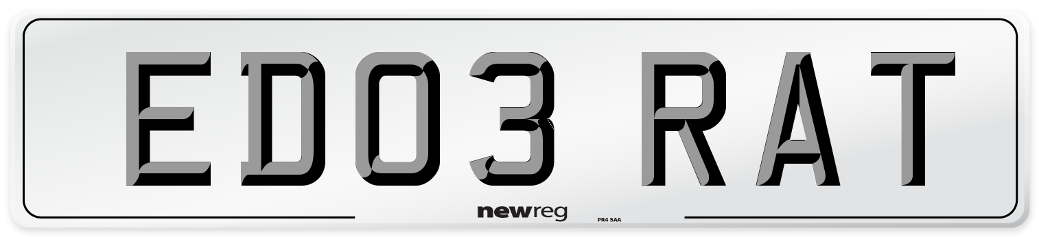 ED03 RAT Number Plate from New Reg